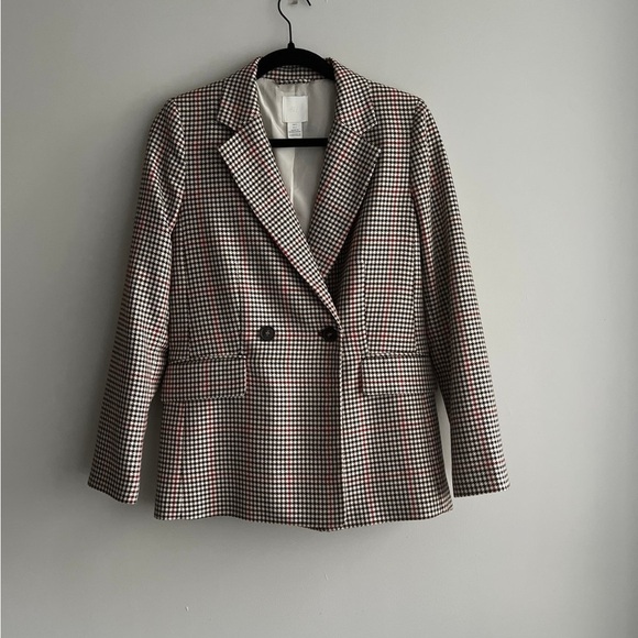 H&M Red and Brown Houndstooth Blazer EUC - Picture 5 of 5